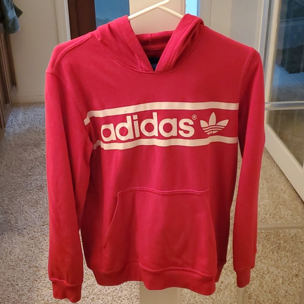 Adidas red hoodie size L